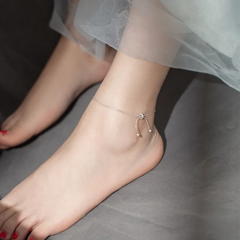 Korean Fashion New White Metal Tassel Anklets for Women Simple Round Beads Does Not Oxidize Anklet Girl Anniversary Gift Jewelry Korean Fashion New White Metal Tassel Anklets for Women Simple Round Beads Does Not Oxidize Anklet Girl Anniversary Gift Jewelry
