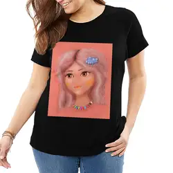Пользовательские девушки Портрет коричневые глаза иллюстрация рисунок искусство Красивая иллюстрация большой размер женская футболка