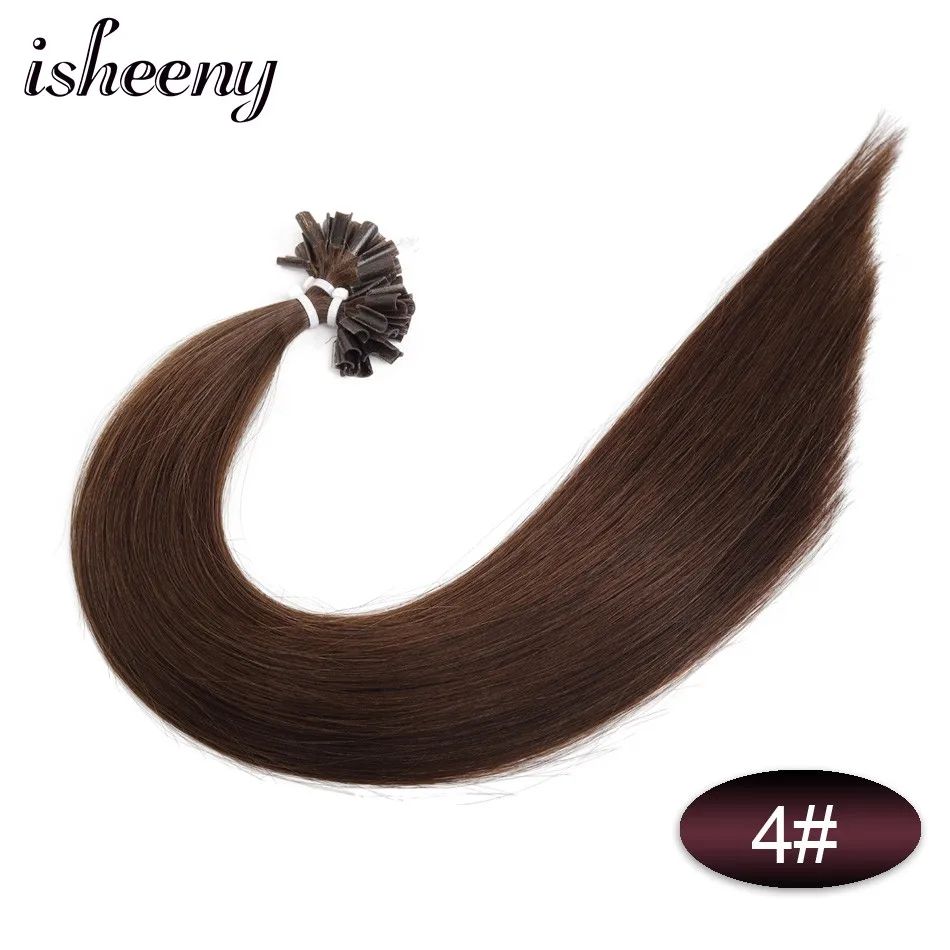 Isheeny, 50 шт., накладные волосы для ногтей/u-образные накладные волосы, 1", 18", 2", Remy, кератиновые, европейские человеческие волосы на Капсулах - Color: #4