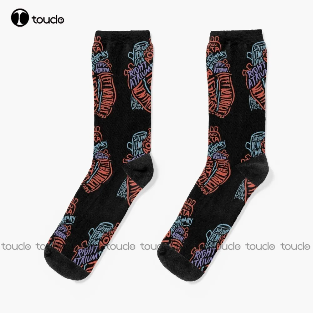 

Anatomy Of Heart - Anatomical Organ Doctor Gift Socks Girls Crew Socks Christmas New Year Gift 360° Digital Print Women Men