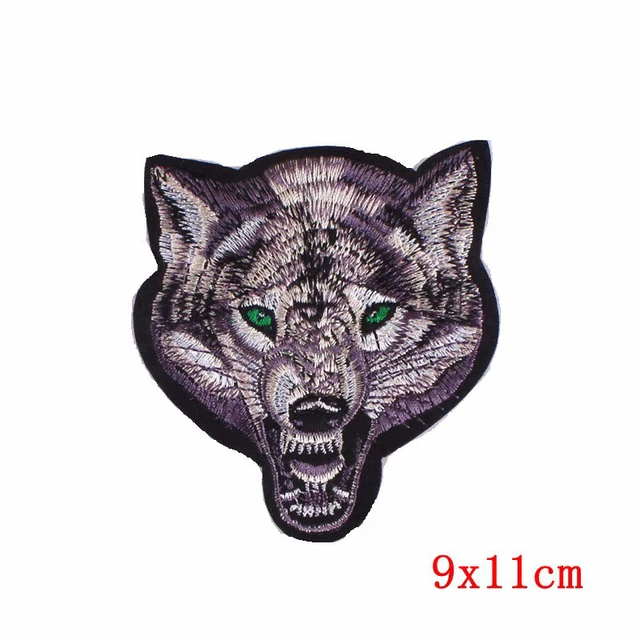 Wolf Head Iron on Patches for Clothing DIY Embroidery Stripe on Clothes Animal Sequin Applique Badge Applique Cloth Fabric Craft 0857