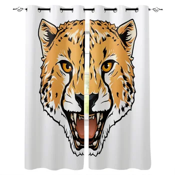

Animal Cartoon Tiger Head Window Curtains Home Decor Bedroom Kitchen Curtain Panel Curtains for Living Room