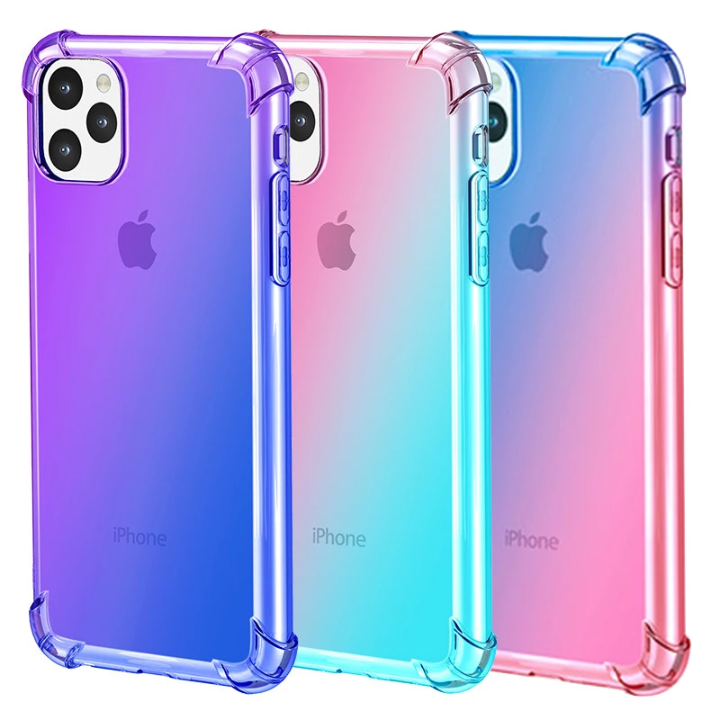 Противоударный силиконовый градиентный чехол для iPhone 12 Pro Max из ТПУ 11 XR XS 6 6S 7 8 Plus X