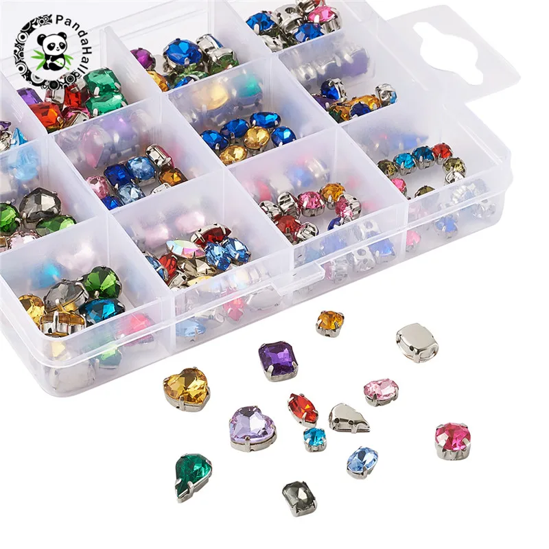 

pandahall 1 Box Acrylic and Glass Rhinestone for Jewelry Findings Garments DIY Accessories Art Stone Mixed Color 13x10x2.2cm