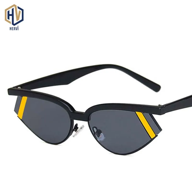 

Cute Cat Eye Ladies Sunglasses Women Leopard Metal Half Frame 2020 Fashion Vintage Sun Glasses Female UV400