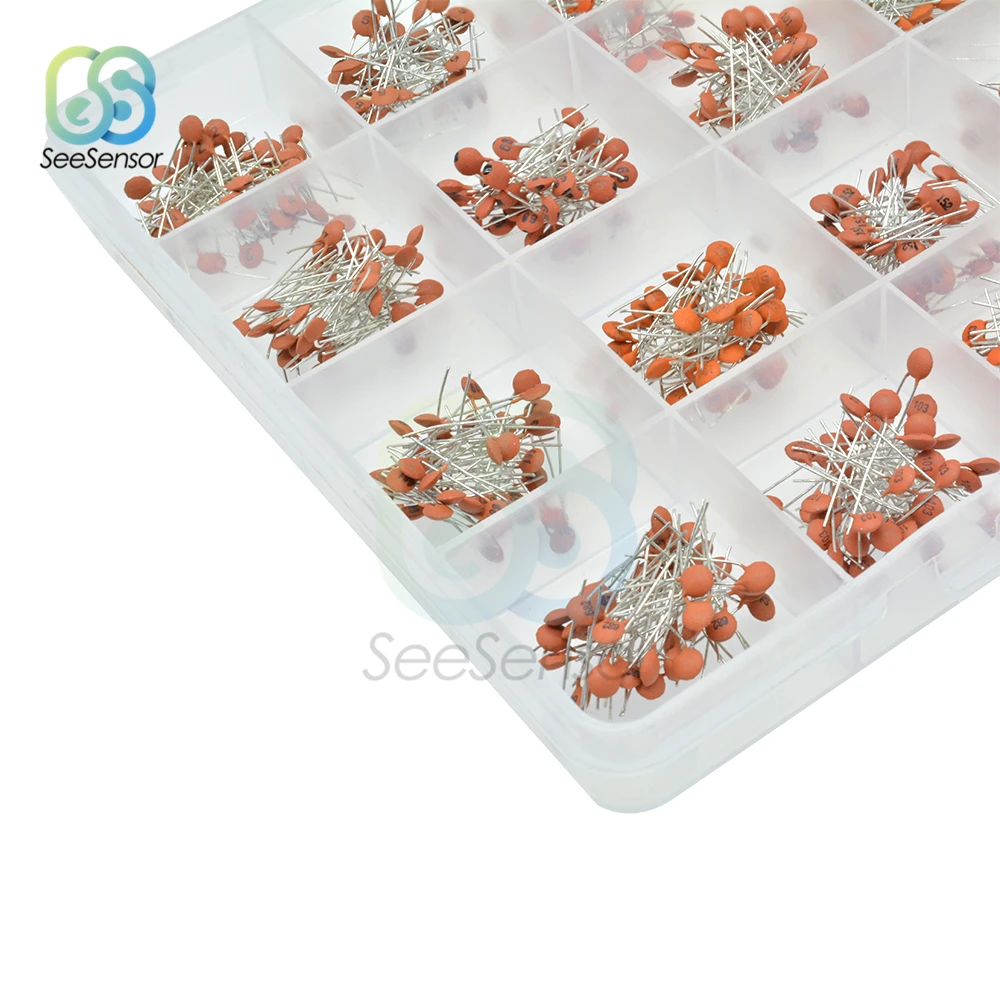 960 шт. 24value* 40 шт. 2PF-0.1UF с алюминиевой крышкой, 50В Керамика конденсатор с алюминиевой крышкой, Ассорти комплект Ассортимент комплект ювелирных изделий с коробкой