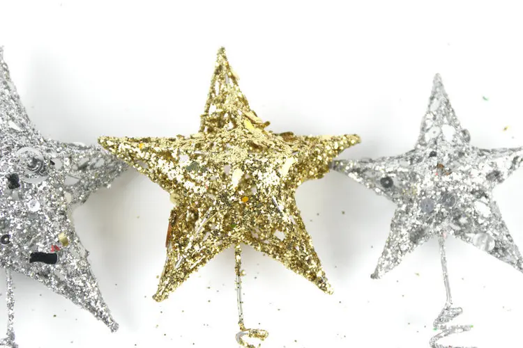 Christmas Tree LED Star Tree Topper Decoration LED Lighting Battery Operated Xmas Treetop Gold Christmas Home Store