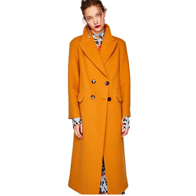 

Woolen Jacket Women's 2018 WOMEN'S Dress Autumn And Winter New Style Slim Fit Slimming Solid Color Double Breasted Long-cut Coat