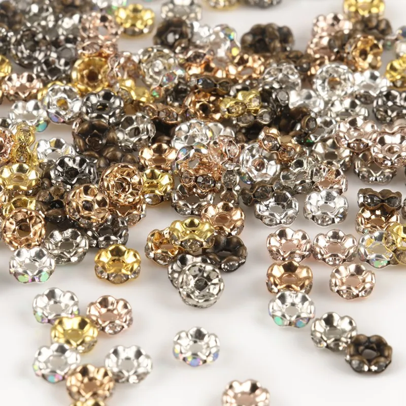 50 teile/los 4 6 8 10mm Strass Rondelle Kristall Runde Lose Spacer Perlen für Schmuck Machen DIY Armband Halskette zubehör – Detail 38