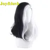 Joy &luck Long Wavy  halloween Cosplay Wigs Black and White Mixed Colors Synthetic Wigs for Women Party Wigs Costum Hair Wigs ► Photo 2/5