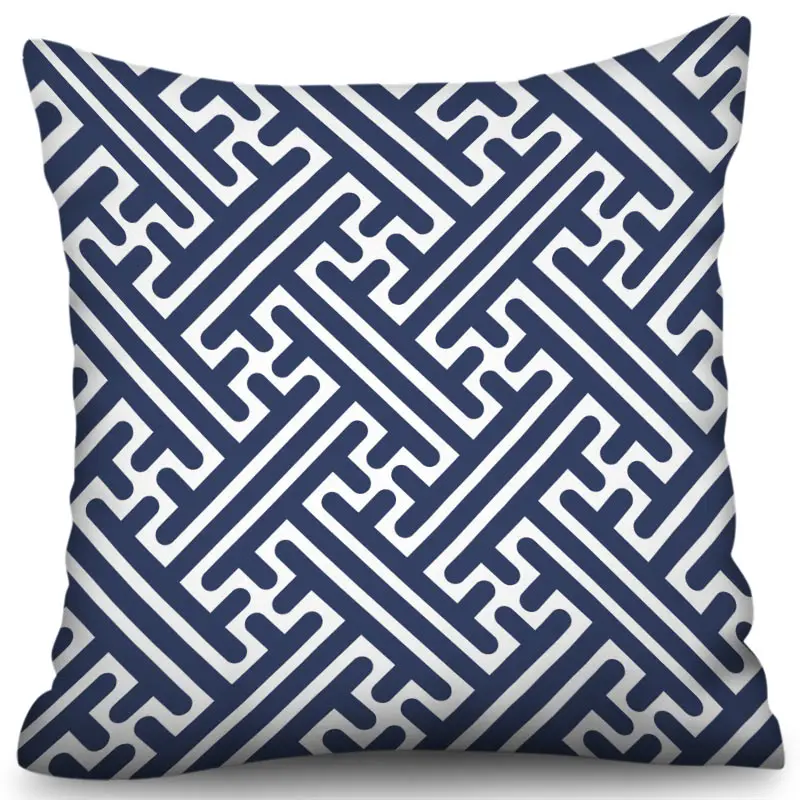 Синяя Подушка с геометрическим рисунком скандинавские простые геометрические декоративные подушки Чехлы для дивана полиэстер хлопок