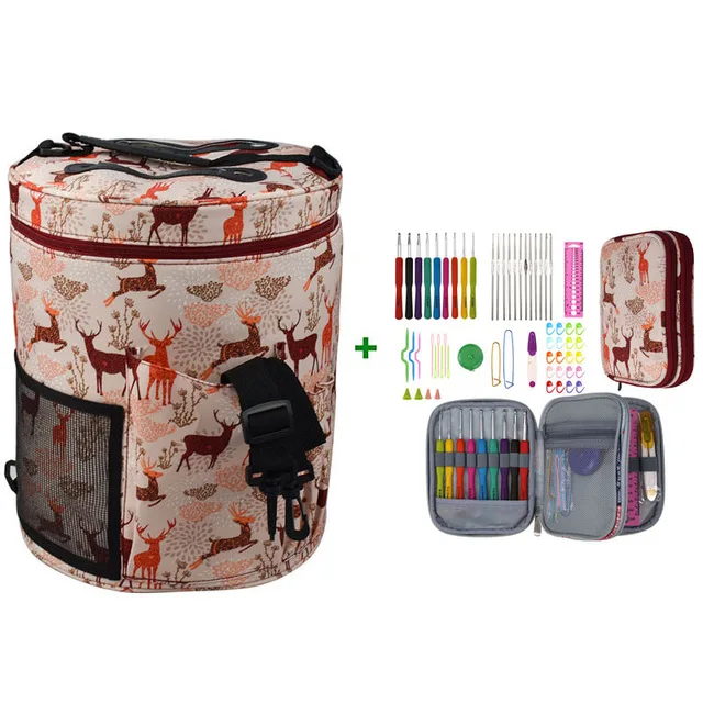 style 3 and bag Набор крючков для вязания крючком, милый жираф, связанная крючком сумка с спицами, ножницы, линейка, аксессуары для одежды ручной работы, комплект для мамы, рождественский подарок - Цвет: style 3 and bag