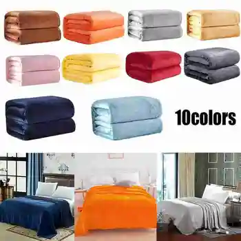 

Solid Color Winter Fuzzy Flannel Blanket Fluffy Warm Fleece Sofa Blankets Bedspread Blue Black Soft Cover Coral Plush For B V6B4
