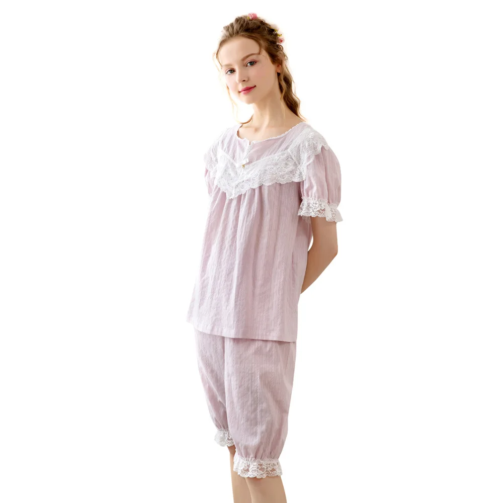 

Europe and The United States Cross-border Home Ladies Cotton Short-sleeved Summer New Cute Pajamas Female Short-sleeved Suit