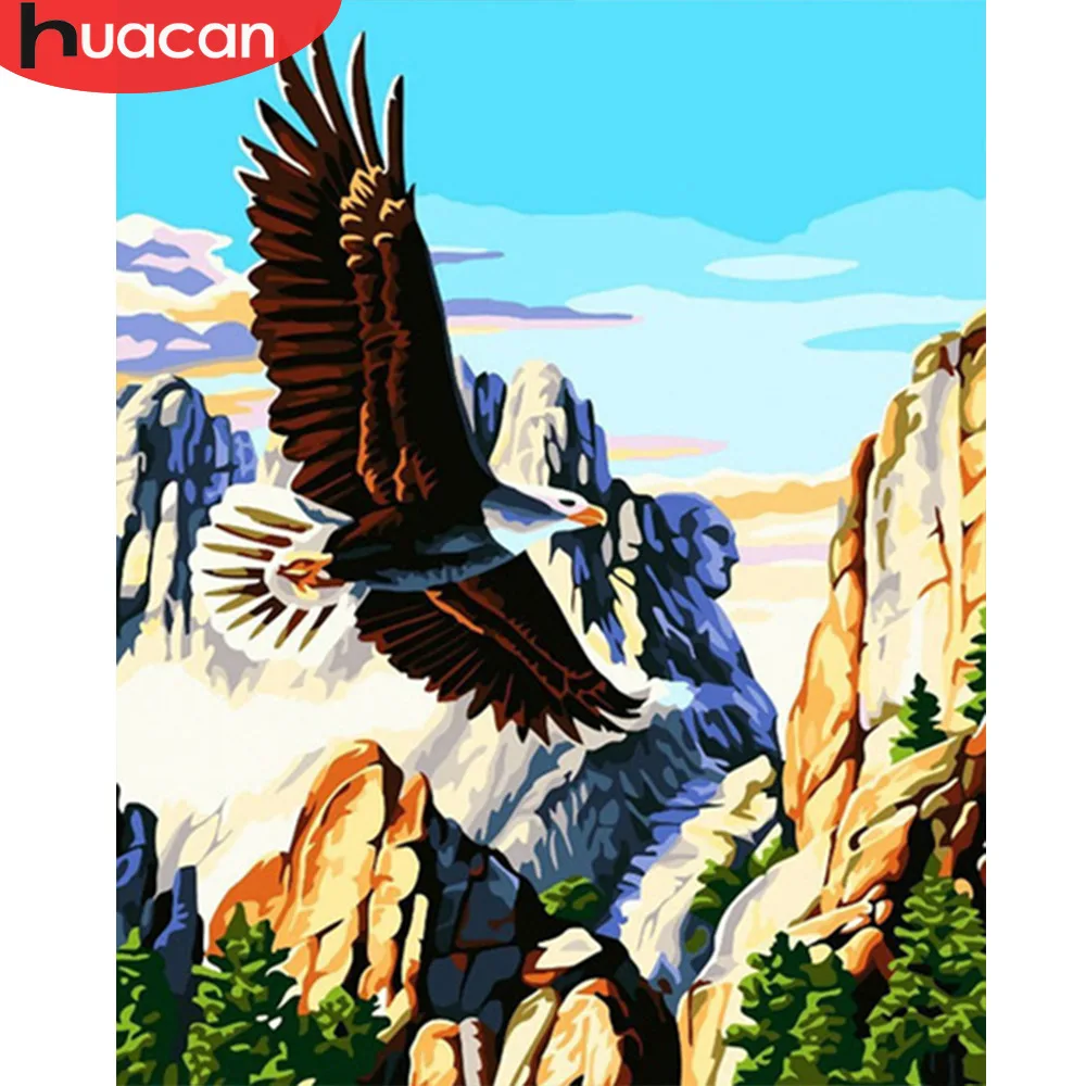 

HUACAN Coloring By Number Eagle Animals Kits Drawing Canvas DIY Pictures Oil Painting Hand Painted Gift Home Decor