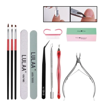 

9cs Manicure Tools Set Foot Nail File Nail Clipper Brush File Pusher Dead Skin Remover Toe Splitter Horn Brush Kit