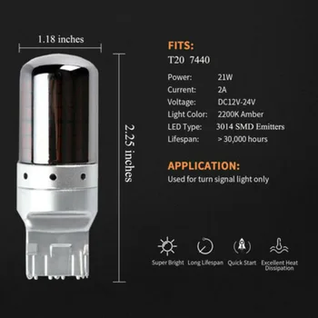 

Car Turn Signal Light Lamps Replacement 7440 T20 Canbus Bulb Error Free