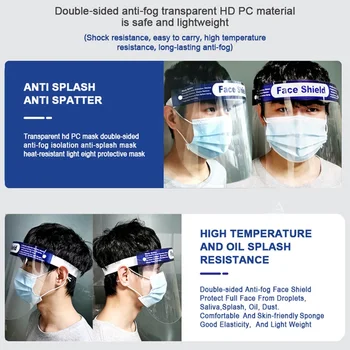 

Protective Transparent Face Sheild Mask Wind-proof Dust-proof Anti-splash Isolated Droplets Goggles Visors Unisex