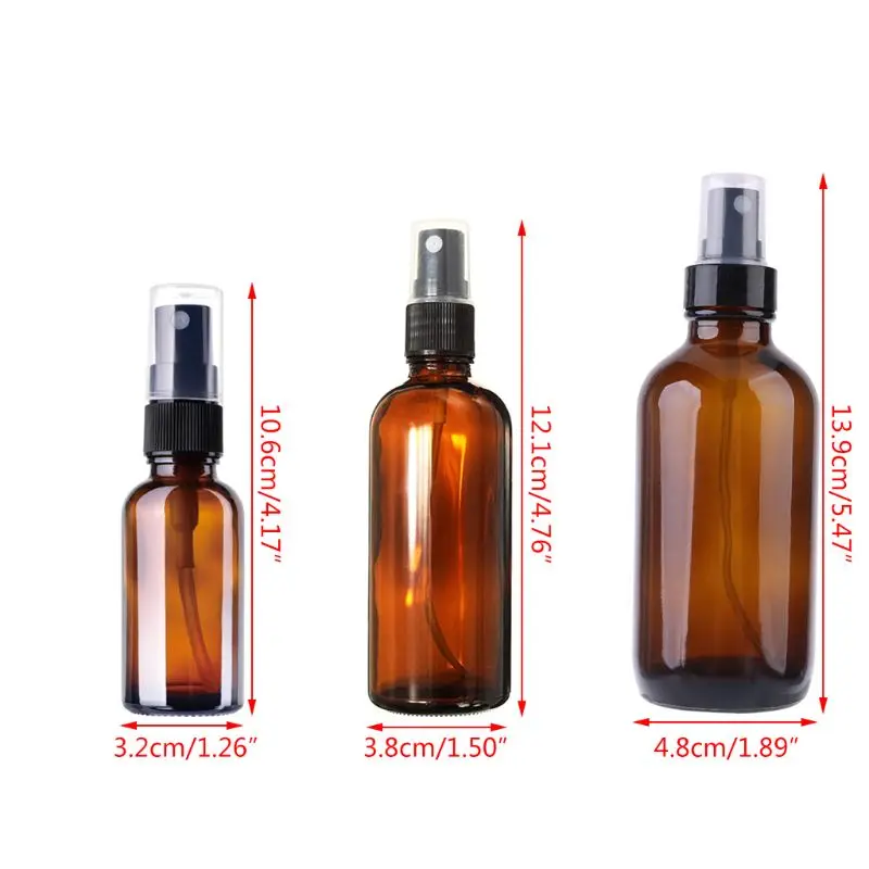 Пустой Янтарный стеклянный распылитель для бутылки воды многоразовый эфирных