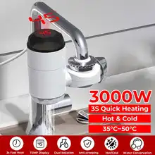 Robinet chauffe-eau électrique instantané 3000W, avec affichage de la température par LED, prise US/EU, pour la cuisine, chauffage de l'eau, eau chaude