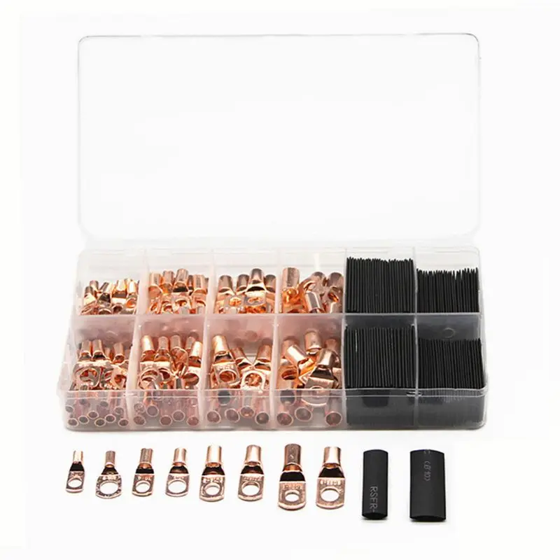 

260CPS Assortment Kits Car Auto Copper Ring Terminal Wire Crimp Connector with Heat Shrink Tubes