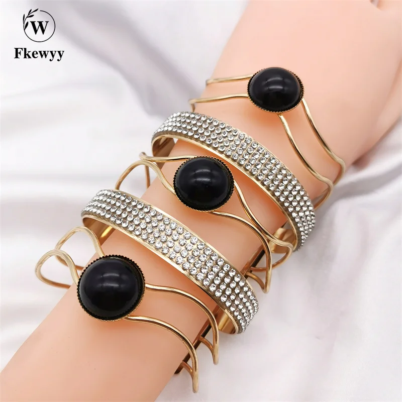 

Fkewyy Fashion Bracelets For Women Gothic Luxury Jewelry Black Gem Snake Bracelet Charm Geometry Jewellery Punk Accessories