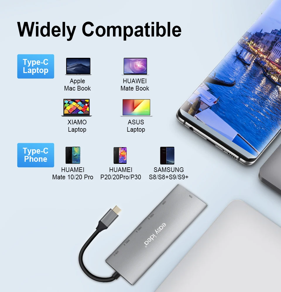 USB C концентратор Тип C адаптер разветвитель Мульти USB 3,0 HDMI VGA порт несколько USB-C Hab расширитель для Macbook Pro компьютерные аксессуары