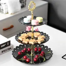 

European Three-layer Cake Stand Wedding Party Dessert Table Candy Fruit Plate Cake Self-help Display Home Table Decoration Trays