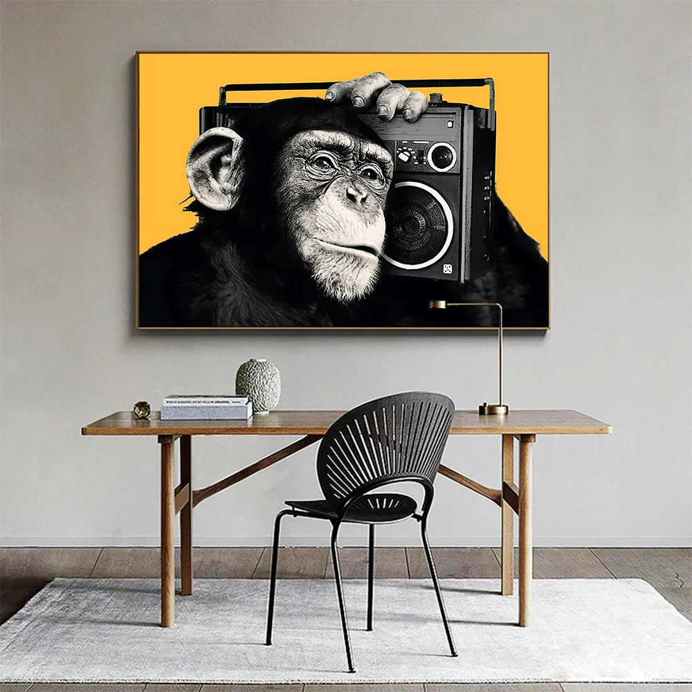 DDHH настенная фотография художественный постер картина Chimp слушайте музыку для