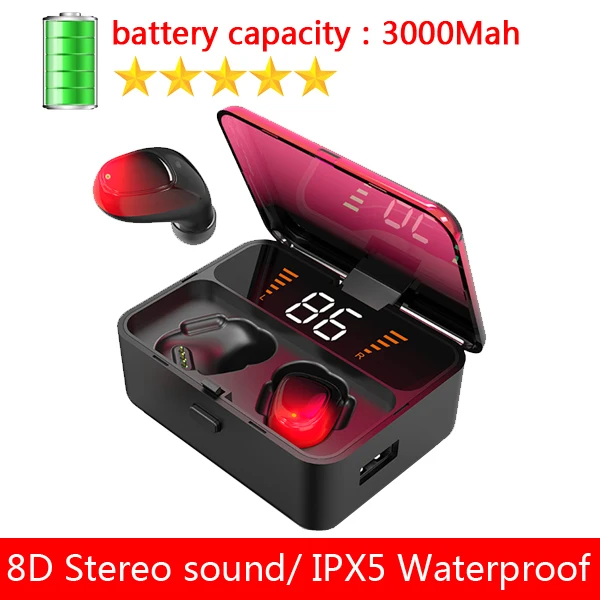 battery 3000 MAH TWS 5,0 в Bluetooth наушники CBAOOO беспроводные наушники HD стерео сенсорное управление Беспроводные наушники с двойным микрофоном шумоизоляция - Цвет: battery 3000 MAH