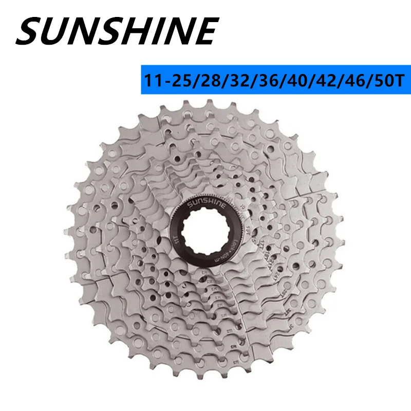 SUNSHINE 8/9/10/11/12 Speed Cassette Freewheel MTB Mountain Road Bike Bicycle With 11-25/28/32/36/40/42/46/50T For Shimano Sram