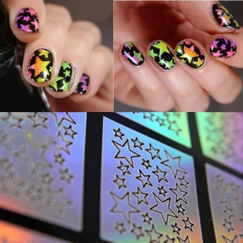 Лазерная Звезда винил для ногтей трафареты для ногтей полые наклейки для ногтей инструменты для дизайна ногтей DIY