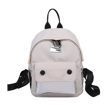 

2020 New Fashion Backpack Women's Nylon Cloth Waterproof Material Multifunctional Solid Color Small Backpack Black White