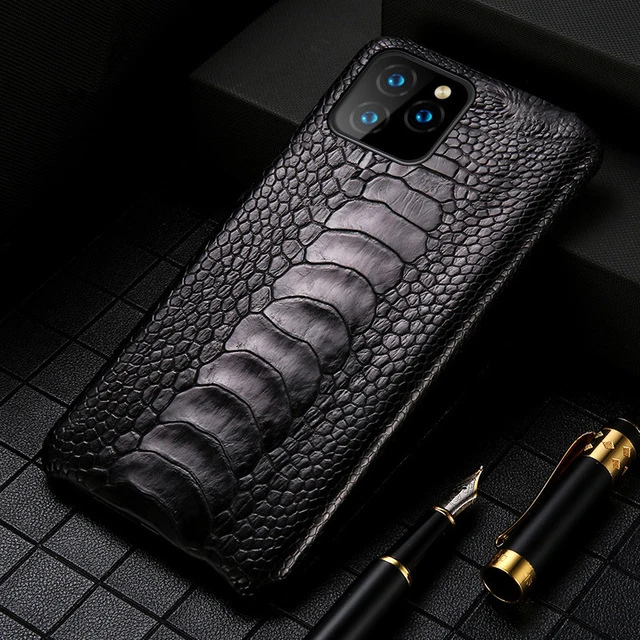 Luxury Genuine Natural ostrich feet cases for iPhone 11 11Pro MAX Original Leather Fran-KZ Case for iPhone 7 8 Plus X XR XS MAX