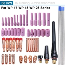 56Pcs Tig Welding Torch Kit Nozzle Collet Back Caps WL20 2% Lanthanated Tungsten Welding Tool Accessories For Wp17 Wp18 Wp26