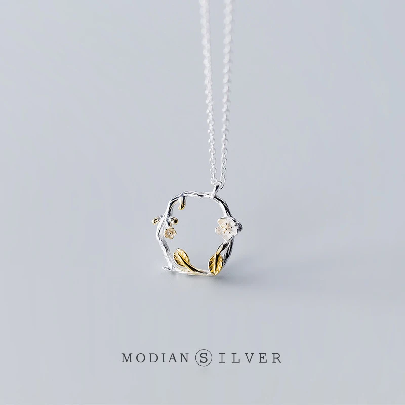 Modian 2021 Новое роскошное Серебро 925 Дерево и цветок Чокер Ожерелье Подвеска для