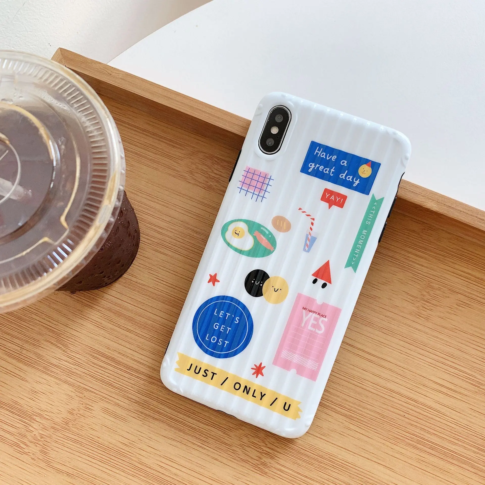

Cartoon Creative Label Graffiti iPhone Xs MAX Phone Case for Apple 8plus Luggage Silicone Case