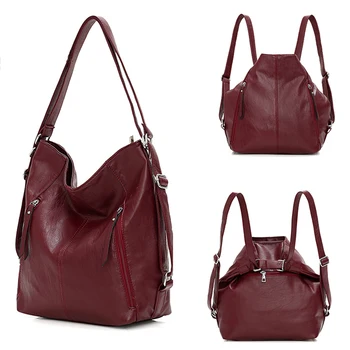 

Multifunction Women's Backpack Casual Travel Shoulder Bag Ladies Small Backpacks Women Fashion PU Leather Tote Bags Sac A Dos