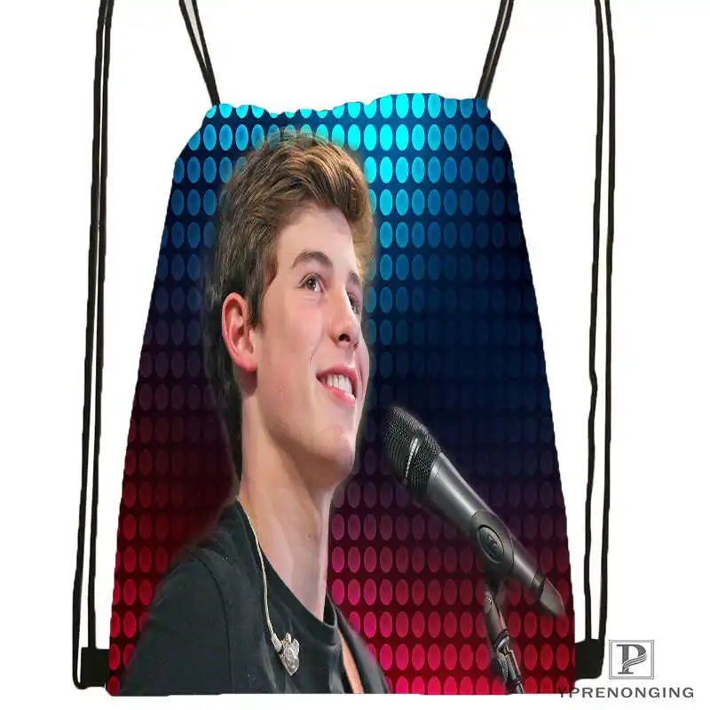 Drawstring Backpack CustomShawn Mendes#1 походная сумка на шнурке милый рюкзак для детей(черная спинка) 31x40 см#180531-02-41 - Цвет: Drawstring Backpack