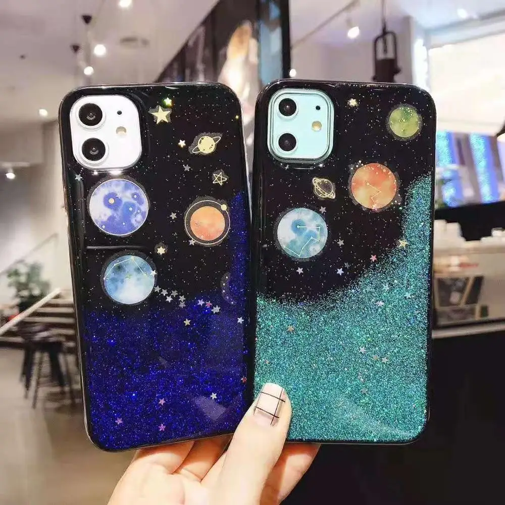 For iphone 11 Glitter Powder Planet Phone Case iPhone 6 6S 6plus 7 8 plus x xs max Pro Max Transparent Soft Back Cover | Мобильные