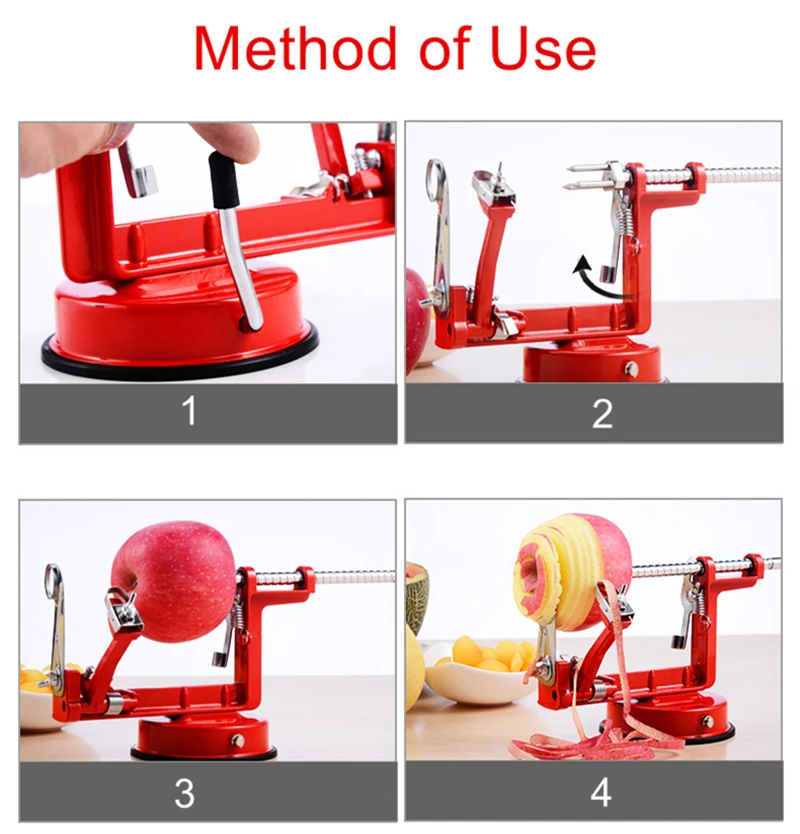 3 in 1 Stainless Steel hand-cranked Fruit Peeler With clipping Apple Potato Peeler Slicer Machine Kitchen Tools 30*10*13CM - Image 6