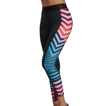 

Women Pants Striped Printed Elasticity Leggings Sports Fitness Training Pants XRQ88