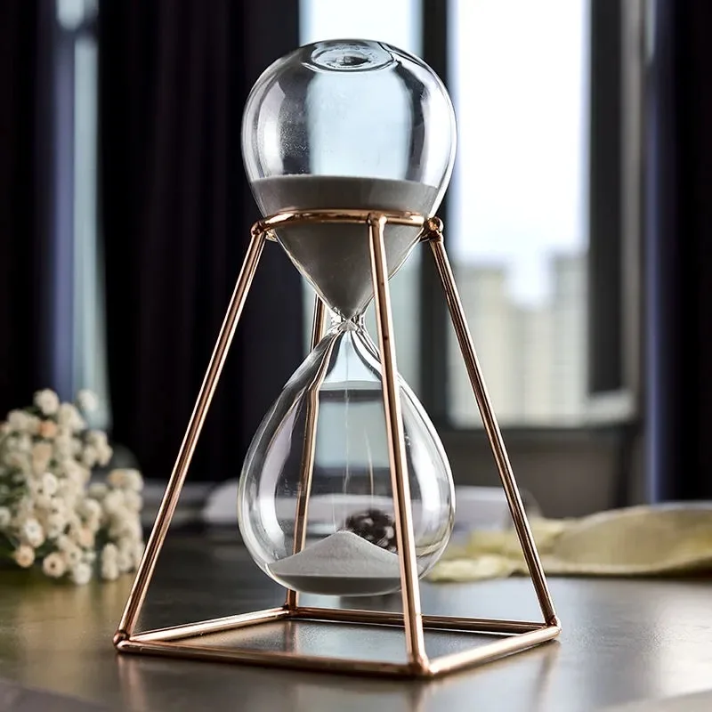 Metal 30 Minutes Hourglass Timer Modern Art Ornament Glass Timing Hourglass Creative Office Living Room Desktop Home Decoration 3
