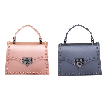 

2 Pcs New Women Messenger Bags Luxury Handbags Women Bags Designer Jelly Bag Fashion Shoulder Bag Females Handbag S, Grey & Rose