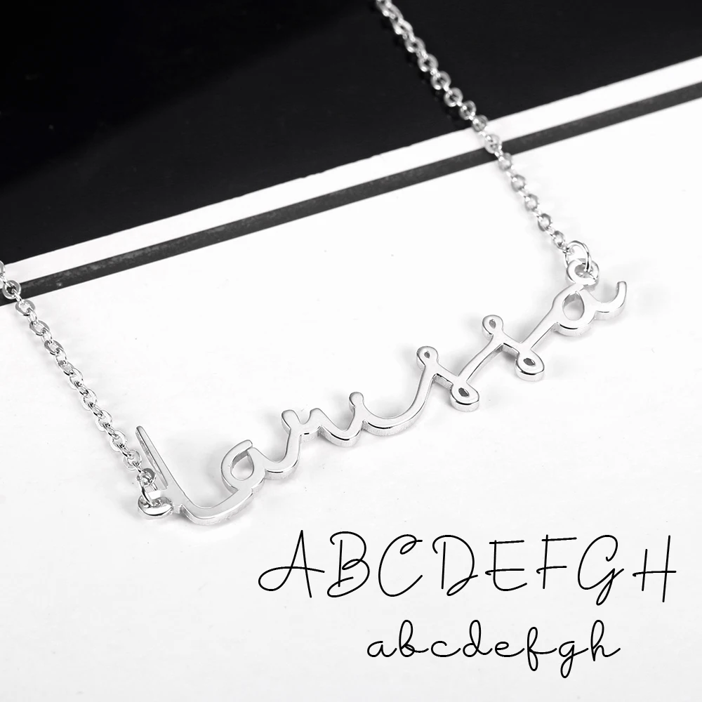 font29 L11 персонализированное именное ожерелье для женщин именное ожерелье и кулон именная табличка ожерелье Прямая поставка Ювелирные изделия Рождественский подарок - Окраска металла: font29