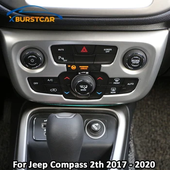 

Xburstcar for Jeep Compass 2th 2017 - 2020 ABS Chrome Interior Car Air Knob Panel Cover Audio Control Center Trim Sticker Parts