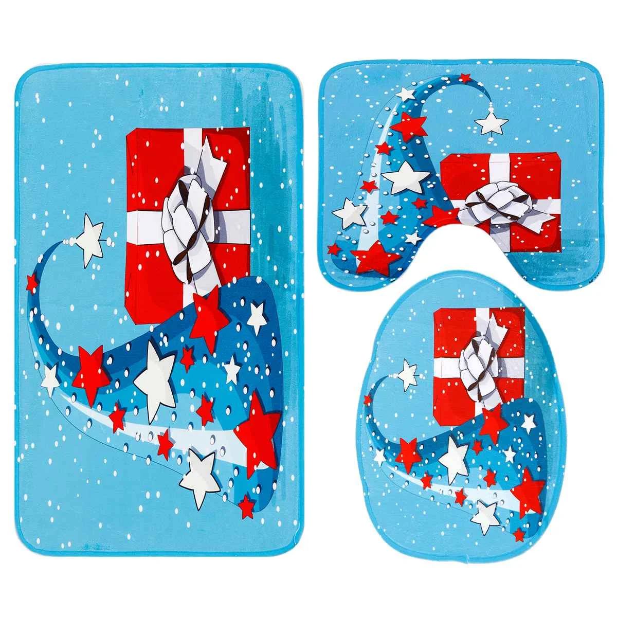 Водонепроницаемый Ванна Душ Шторы Рождество Санта Клаус коврик для ванной крышкой крышка для унитаза с Рождеством, c-форменные крючки анти-скольжения - Цвет: Type A2