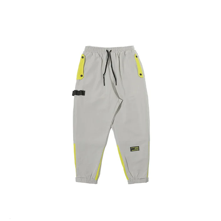 Original Tide Brand Trousers Men Autumn New Color Splicing Cargo Plate Casual Trousers Small Feet Pants - Цвет: beige