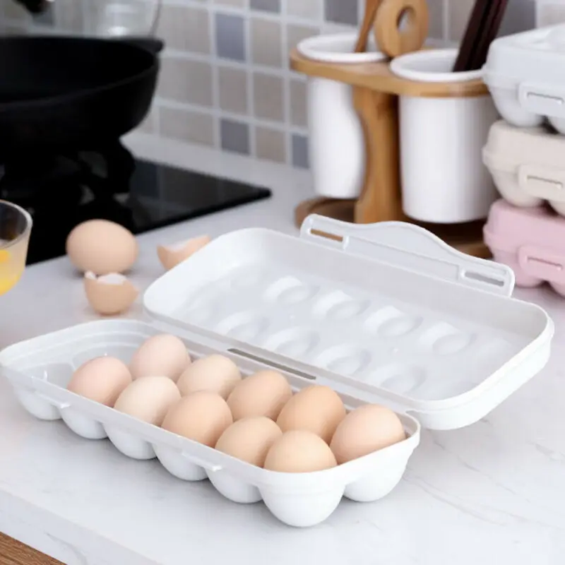 

Kitchen Refrigerator Drawer Organizer 10 Grids Egg Plastic Box Food Storage Organizer Anti-Collision Storage Box Egg Container