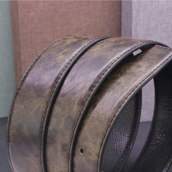 

Fashion Orange genuine belt men without buckle designer only belts fashion full grain punch leather Casual ceinture homme